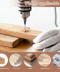 Drilling into wood with Five Piece Countersink Drill Bit Set With One Quarter Inch Hex Shank, Tapered Adjustable Depth Bits