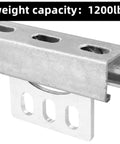 Metal strut channel with weight capacity marked 1200lb for Beefy Four Wheel Trolley Assembly Rollers For Electric Hoist Installation