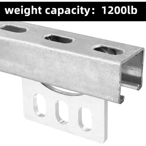 Metal strut channel with weight capacity marked 1200lb for Beefy Four Wheel Trolley Assembly Rollers For Electric Hoist Installation