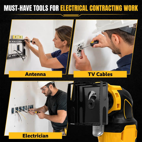 Heavy Duty Stainless Steel Drywall Outlet Box Cutter Blades 2 Pack Oscillating Tool Blades for Electrical Boxes One Step Wood and Drywall Cut Compatible With Dewalt 20V and Milwaukee M18 Ultra Sharp Serrated Edges Rust Resistant, cutting outlet openings