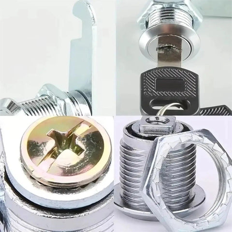 Close-up of Heavy Duty Beefy 16 To 30mm Cylinder Lock For Doors Cabinets Drawers And Cupboards With Tamper Resistant Keyed Design