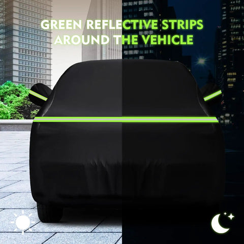 Front view of Waterproof Rugged Truck Cover For Chevy Silverado C K 1500 2500 3500 1988 1999 with green reflective strips.