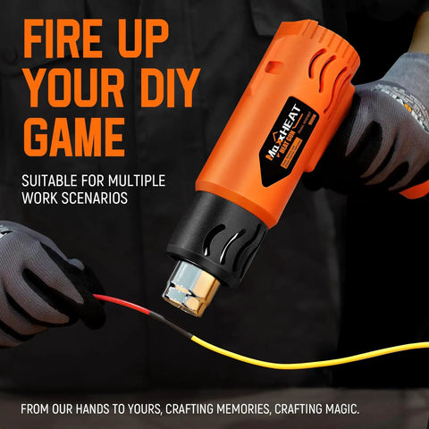Heavy Duty 1800W Hot Air Gun With Dual Temperature Settings 572F And 1112F for crafting with shrink tubing and reflector nozzle