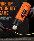 Person using Newly Upgraded Heat Gun With Cool Mode 100F To 1200F, 1800W Heavy Duty Hot Air Tool for DIY projects.