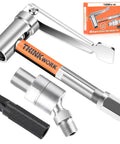90 Degree Grease Gun Coupler With No Fuss 360 Degree Swivel And Quick Release 12000 PSI Fitting showcased with accessories