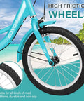 16 Inch Tricycle For Beginners With Stable Three Wheel Design, Low Step Through Frame For Easy On And Off, Ideal For Small Riders Ages 4 To 9, Durable Metal Build, Smooth Safe Ride For Confidence On Every Spin, front wheel close-up