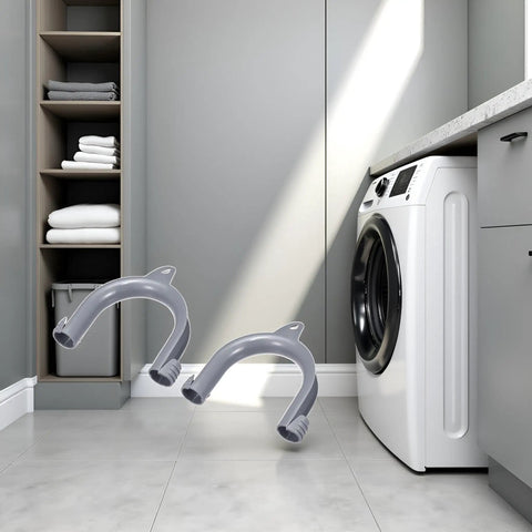Two Pack Gray U Shape Drain Hose Holders For Washing Machines And Dishwashers Durable Plastic Hose Brackets in laundry room