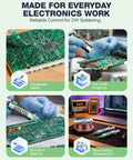 No Clean Rosin Flux Paste And Desoldering Wick Kit for precise PCB repairs in electronics workbench setting.