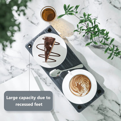 Total Game Changer For Messy Counters, This Fast Drying Diatomite Sink Caddy Acts As A Water Grabbing Stone Tray For Sponges And Soap, Super Handy 10X4 Inches with dessert and coffee.