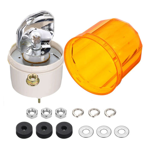 Rotating LED Warning Light Bulb For Industrial Signal Tower Lamp 12V DC Yellow Beacon components and cover on display