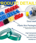 Heavy Duty Silicone Tapered Plug Kit Assortment 120 Pcs High Temp Resistant Hole Plugs Perfect For Media Blasting And Coating Jobs Portable Storage Box Included With Sizes From 1/16 Inch To 5/8 Inch, assorted silicone tapered plugs in plastic box