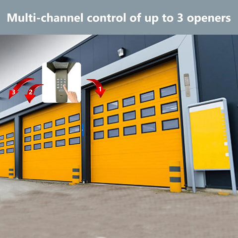 Universal Wireless Garage Door Keypad With Keyless Entry For Most 1993 To Present Openers controlling multiple doors