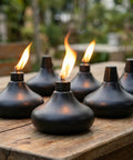 Upgraded Tabletop Torch Set Of 6 With 24.5 Oz Citronella Fuel Refillable Metal Lanterns for outdoor use
