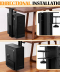 Big Time Space Saver Heavy Duty Clamp Under Computer Tower Stand Adjusts To Cpu Cases fastened under a wooden desk.