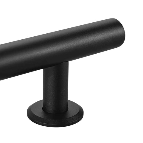 Close-up of Heavy Duty 12 Inch Pull And Flush Barn Door Handle Set, Tough As Nails Matte Black With Ultra Thin Backplate