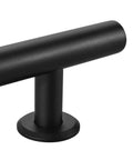 Close-up of Heavy Duty Pull And Flush Door Handle Set in Matte Black showing rust resistant steel and ultra thin backplate.