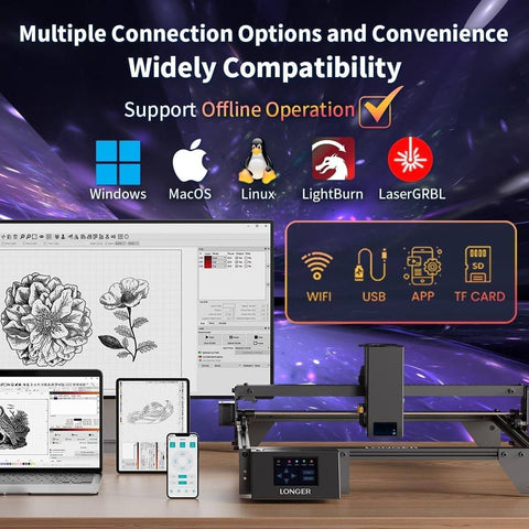 RAY5 20W Laser Engraver With 20000mW Output And 32 Bit Controller Beast Performance 130W CNC Laser Cutter with connectivity options