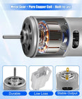 Cutaway view of 12V RS550 motor showcasing metal gear, pure copper coil, and three gear heads for ride-on kids cars, boosting speed and torque.