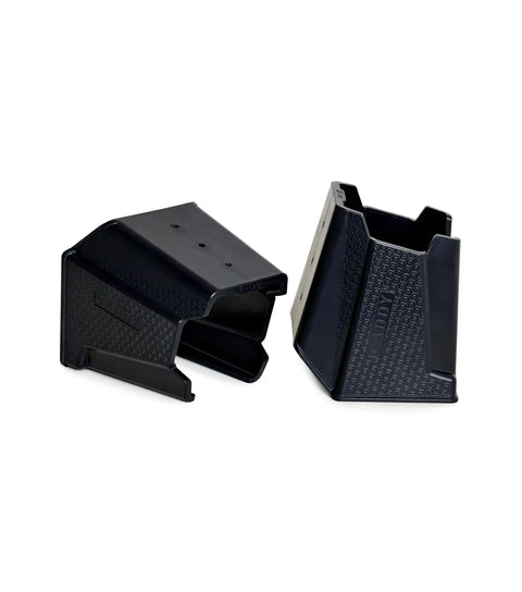 Two black Universal Drill Holder And Power Tool Organizer Wall Mount Rack For Cordless Drills And Drivers Two Way Fixation units
