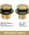 Brushed Gold Tub Drain Kit With Two Hole Overflow Faceplate Bath Tub Drain Trim Set Conversion Replacement Universal Fine And Coarse Thread