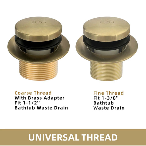 Brushed Gold Tub Drain Kit With Two Hole Overflow Faceplate Bath Tub Drain Trim Set Conversion Replacement Universal Fine And Coarse Thread