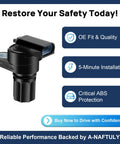 Close-up of Rear Center Abs Wheel Speed Sensor No Sweat Swap Direct Oe Fit Plug And Play for vehicles, black plastic construction.