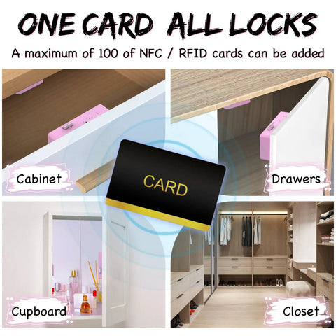 Image showing Zero Hassle Smart Cabinet Locks For Baby Proofing Featuring Concealed Install and Drill Free Setup RFID NFC Bluetooth system.