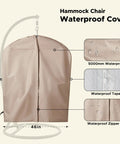 Heavy Duty Hammock Chair With Two Cushions And Protective Waterproof Cover shown with steel spreader bar and rain protection features.