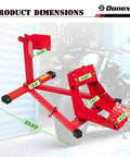 Heavy Duty Motorcycle Wheel Chock And Front Tire Stand For 17 To 21 Inch Rigs Adjustable 1500 Lb Capacity Red Steel Trailer Stand