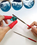 Using diamond needle file and finger covers from Pin Vise Hand Drill Set With Bench Vise 0.5 To 3mm PCB Mini Twist Drill Bits