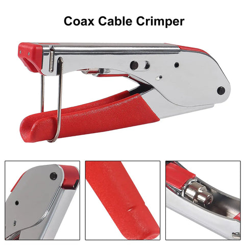 Coax Cable Compression Tool Kit With Rotary Stripper And Crimping Tool Includes 5 RG6 F Type Connectors And 5 RG6 Extenders