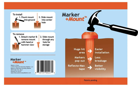 Driveway Marker Mounts Orange Durable Plastic Stakes 6 Pack Easy Install For Markers Even In Frozen Ground Ideal For DIY Home Projects And Yard Parking Lot Safety packaging instructions