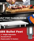 Stainless Steel Work Table 30x12 Heavy Duty NSF Commercial Prep Table With Under Shelf image showing ABS bullet feet.