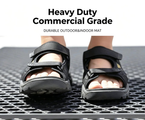 Heavy Duty Non Slip Floor Mat 4X10 Grey Drainage Rubber Deck Mat For Commercial Bars Kitchens And Pools Anti Fatigue Waterproof under feet in sandals.
