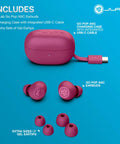 Go Pop ANC True Wireless Earbuds With Charging Case In Fuchsia, Active Noise Cancelling, 10mm Drivers, USB C Fast Charge