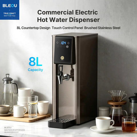 1800W Commercial Hot Water Boiler Countertop Dispenser With On Tap 20L Per Hour Rapid Heating 304 Stainless Steel Adjustable Temperature