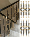 Built Tough Glass Balustrade Railing Posts And Metal Staircase Balusters With Face Mount Brackets in matte black and gold finish.