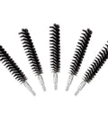 All In One Nylon Bristle Bore Cleaning Kit For Pistols With 5 Brushes And 50 Patches For Calibers.17,.22,.260/6.5mm,.357/9mm,.40,.45,.30/7.62mm Gentle Yet Effective Loop End Bristles For Safe Bore Scrubbing showing five nylon brushes
