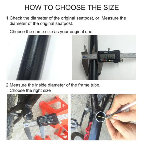 Guide on measuring frame tube diameter for Beefy Bike Seat Post 25.4mm Diameter 350mm Length Aluminum Adjustable Seatpost.