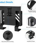 Close up of Under Desk Laptop Mount And Side Hanging File Organizer showing no-drill clamp, rounded corners, and protective pads