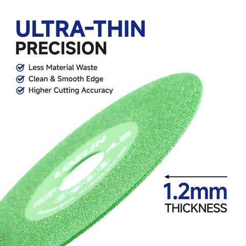 Heavy Duty 4.5 Inch Diamond Blades, 3 Pack Angle Grinder Discs showcasing ultra-thin 1.2mm thick cutting edge for precision.