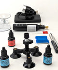 Pro Windshield Repair Kit With Advanced Flexing Holding Structure For Stronger Glass, including resin bottles and repair tools