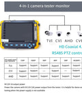 Display of Portable 5 Inch CCTV Monitor And Camera Tester On The Go 4 In 1 8MP AHD TVI CVI CVBS 1080P Coaxial HD Video Tester