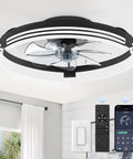 Totally Sleek Low Profile Ceiling Fan With Bright Light And Remote, 20 Inch Matte Black with remote and mobile app control.