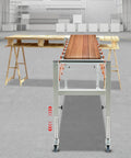 Conveyor Roller Stand Table With Adjustable Infeed And Outfeed For Smooth Material Flows, Mobile Wheel Base, flexible table.