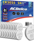 Hella Durable Cr2025 Batteries 24 Count Lithium 3V Coin Cell Button Pack arranged with packaging for small gadgets and watches.