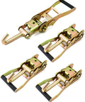 Ratchet Tie Down Straps With Long J Hooks 2 Inch Heavy Duty 4 Pack For Cargo Truck Security And Secure Hauling 10,000 Lb Break Strength 3,333 Lb Working Load