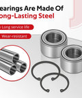 Rear Beefed Up Heavy Duty Wheel Bearing Kit For Grizzly 700 660 550 450 400 350 IRS Kodiak 700 450 400 Big Bear 400 IRS ATV UTV Replacement Parts shown with steel bearings and circlips