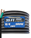 Top Shelf 6 Awg Portable Power Cable Featuring Four Thick Copper Conductors, 25 Feet Long, SOOW jacket, ideal for industrial use.
