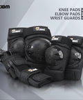 3 In 1 Protective Gear Set For Kids Ages 3 To 11 Knee Pads Elbow Pads And Wrist Guards For Inline Skating And Other Activities Durable EVA Padding With Plastic Plates And Adjustable Straps Black displayed